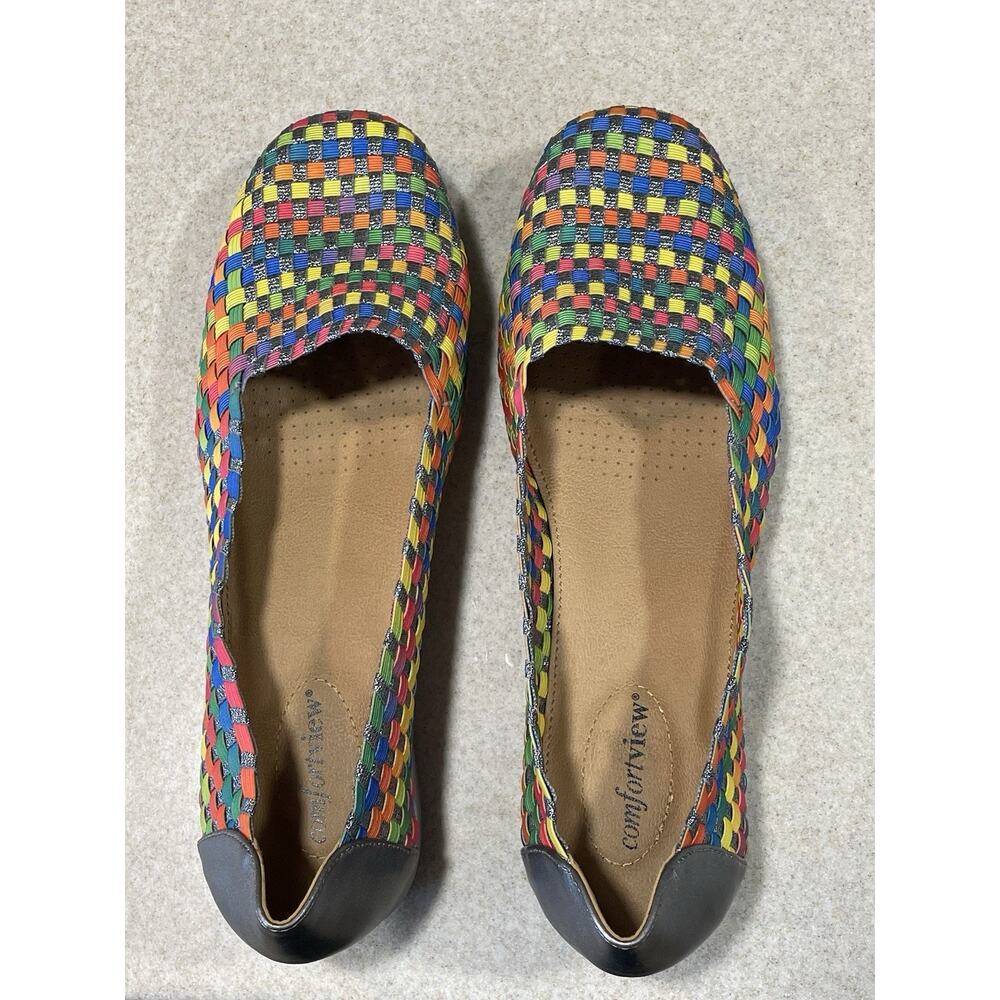 Comfortview Bethany Woven Rainbow Glitter Flat Shoes Women's Size 11 W - Picture 4 of 11